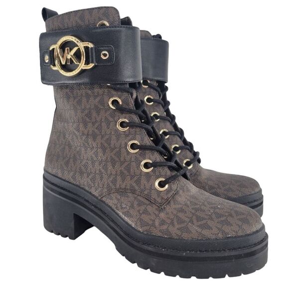 Michael Kors 'Rory' Heeled Ankle Boots Dark Brown Black 6 - Picture 3 of 16